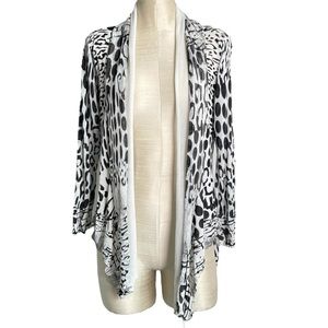 Alberto Makali Open Front Leopard Print Cardigan Black-White Size Medium